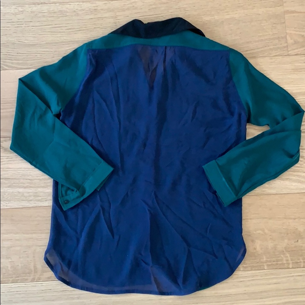 Sandro Semi Sheer Colorblock Button Up - image 2